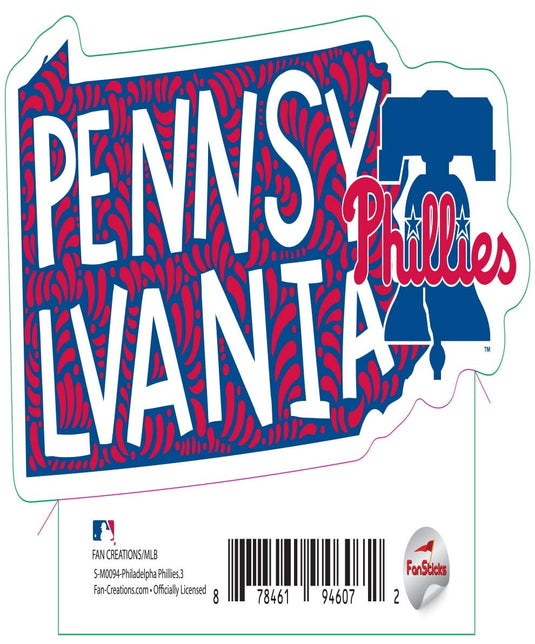 Fan Creations Decal Philadelphia Phillies 3in decal State Name