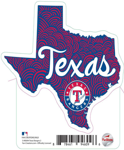 Fan Creations Decal Texas Rangers 3in Decal State Name