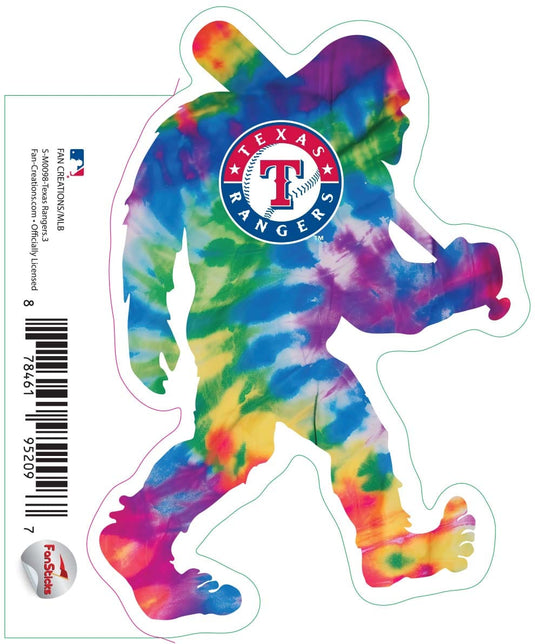 Fan Creations Decal Texas Rangers 3in Decal Bigfoot Baseball Tye Die