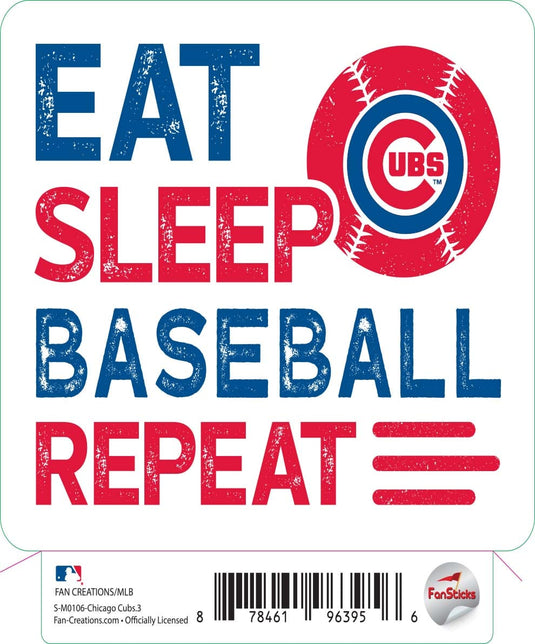 Fan Creations Decal Chicago Cubs 3in Decal - Eat Sleep Baseball Repeat