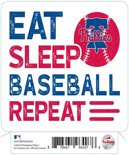 Fan Creations Decal Philadelphia Phillies 3in decal Eat Sleep Baseball Repeat