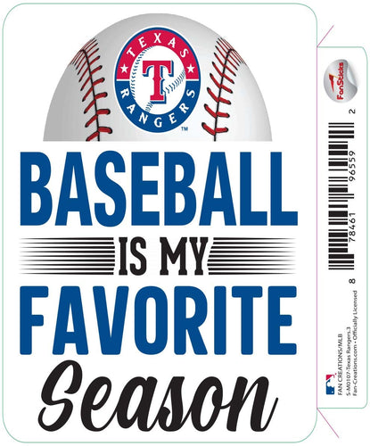 Fan Creations Decal Texas Rangers 3in Decal Baseball Favorite Season