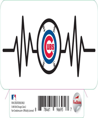 Fan Creations Decal Chicago Cubs 3in Decal - Heart Beat Baseball