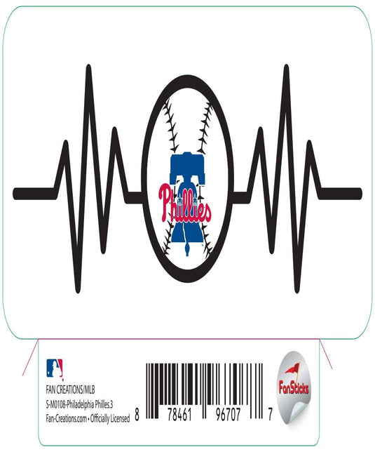 Fan Creations Decal Philadelphia Phillies 3in decal Heart Beat Baseball