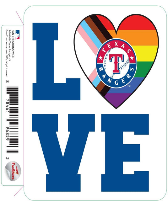 Fan Creations Decal Texas Rangers 3in Decal LGBTQ Love