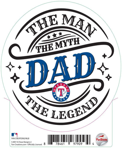 Fan Creations Decal Texas Rangers 3in Decal The Man The Legend