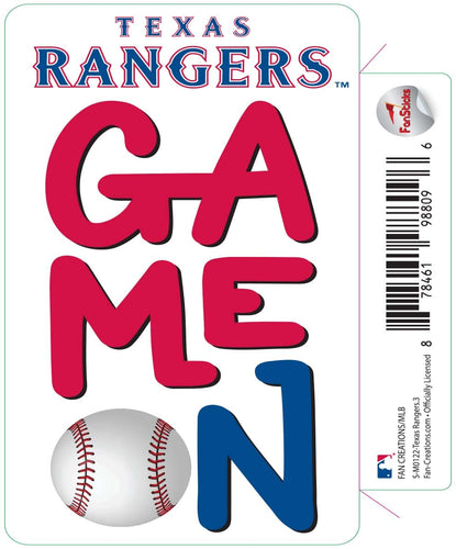 Fan Creations Decal Texas Rangers 3in Decal Game On