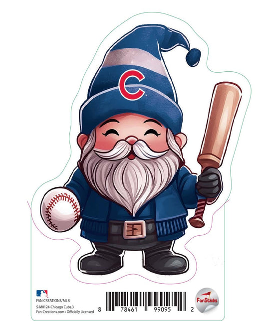 Fan Creations Decal Chicago Cubs 3in Decal - Gnome with Baseball and Bat 2