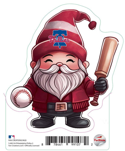 Fan Creations Decal Philadelphia Phillies 3in decal Gnome with Baseball and Bat 2