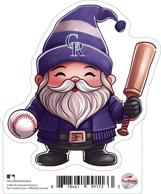 Fan Creations Decal Colorado Rockies 3in Decal Gnome with Baseball and Bat 2