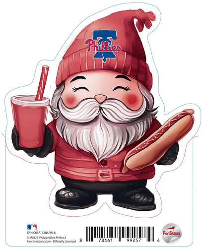 Fan Creations Decal Philadelphia Phillies 3in decal Gnome with Hotdog