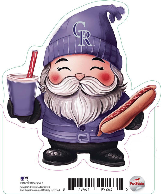 Fan Creations Decal Colorado Rockies 3in Decal Gnome with Hotdog