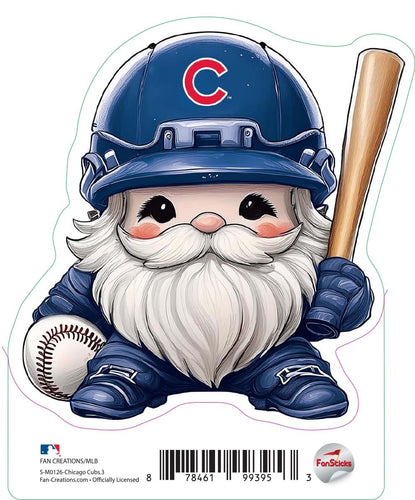 Fan Creations Decal Chicago Cubs 3in Decal - Gnome with Baseball and Bat