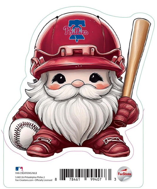 Fan Creations Decal Philadelphia Phillies 3in decal Gnome with Baseball and Bat