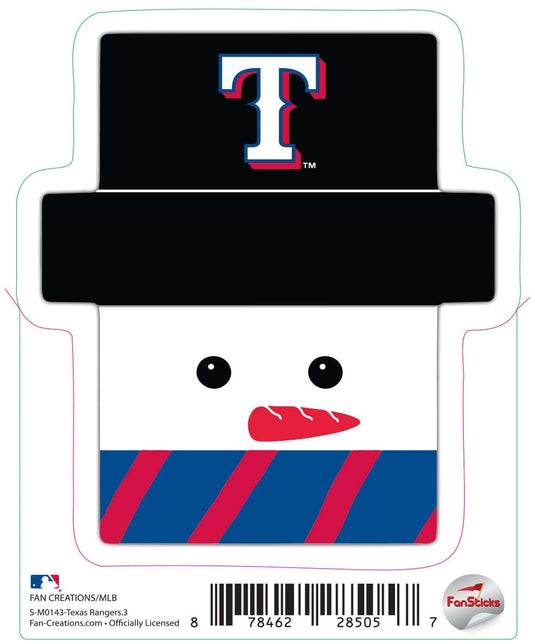 Fan Creations Decal Texas Rangers 3in Decal Snowman Holiday Head