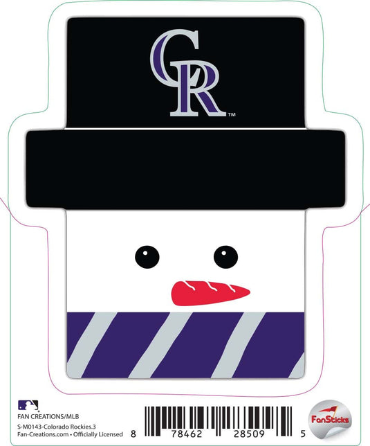 Fan Creations Decal Colorado Rockies 3in Decal Snowman Holiday Head