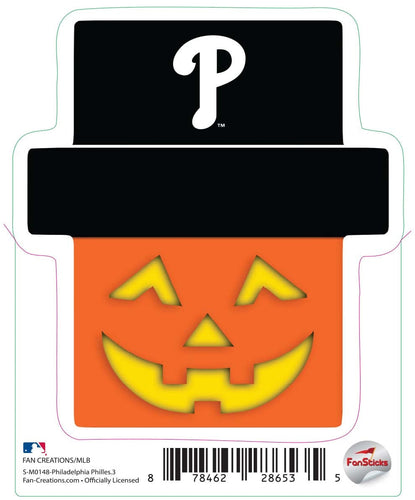 Fan Creations Decal Philadelphia Phillies 3in decal Jack-o-lantern Holiday Head