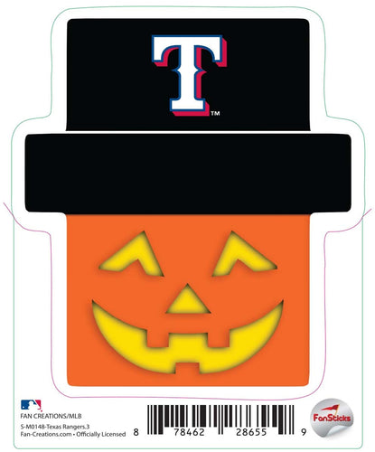 Fan Creations Decal Texas Rangers 3in Decal Jackolatern Holiday Head