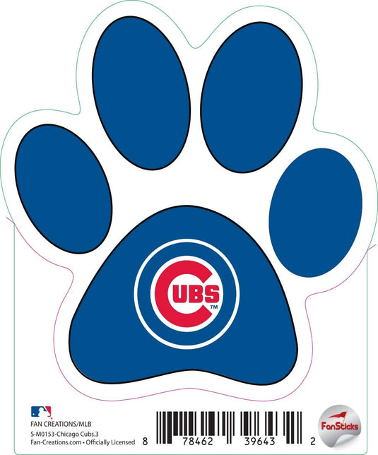 Fan Creations Decal Chicago Cubs 3in Decal - Paw Print with Team Logo