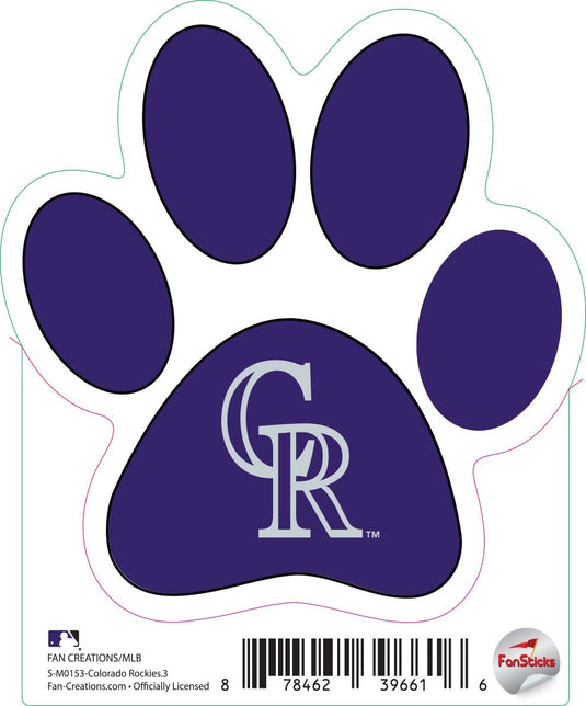 Fan Creations Decal Colorado Rockies 3in Decal Paw Print with Team Logo