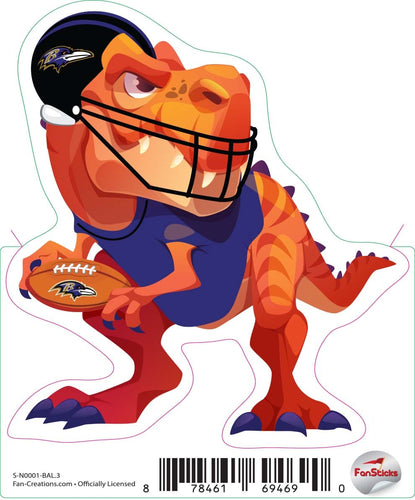 Fan Creations Decal Baltimore Ravens 3in Decal Tyrannosaurus - Orange Standing Dinosaur