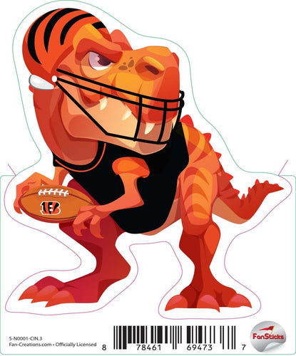 Fan Creations Decal Cincinnati Bengals 3in Decal Tyrannosaurus Ð Orange Standing Dinosaur