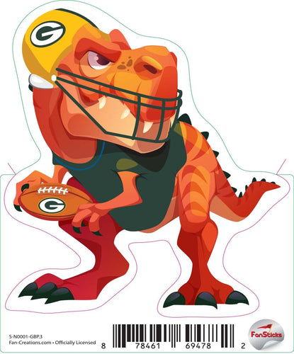 Fan Creations Decal Green Bay Packers 3in Decal Tyrannosaurus - Orange Standing Dinosaur