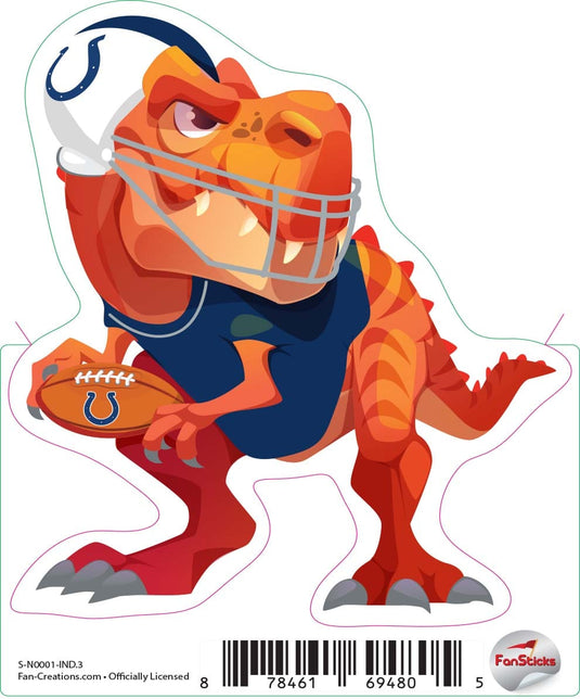 Fan Creations Decal Indianapolis Colts 3in Decal Tyrannosaurus - Orange Standing Dinosaur
