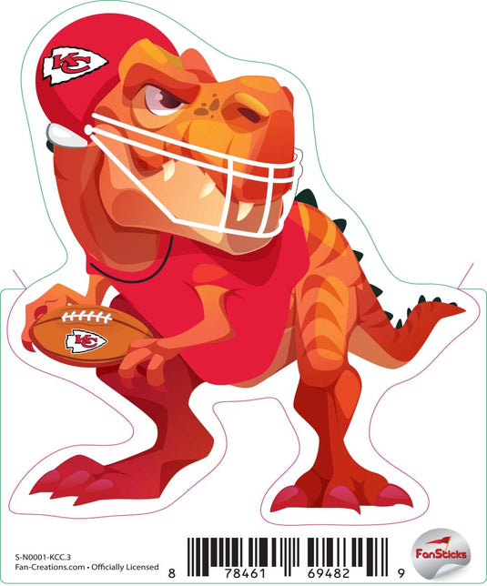 Fan Creations Decal Kansas City Chiefs 3in Decal Tyrannosaurus - Orange Standing Dinosaur