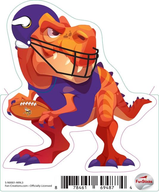 Fan Creations Decal Minnesota Vikings 3in Decal Tyrannosaurus - Orange Standing Dinosaur