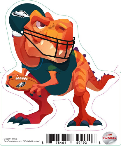 Fan Creations Decal Philadelphia Eagles 3in Decal Tyrannosaurus Ð Orange Standing Dinosaur