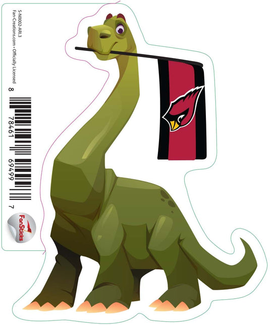 Fan Creations Decal Arizona Cardinals 3in Decal Brachiosaurus with Flag