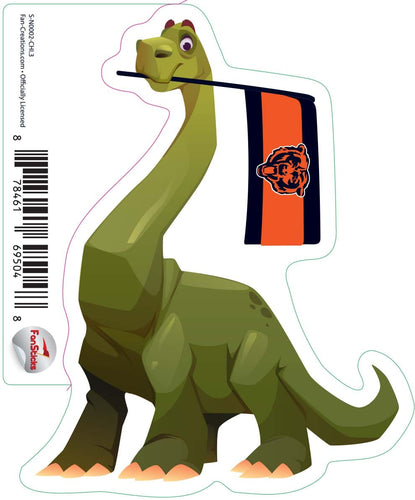 Fan Creations Decal Chicago Bears 3in Decal Brachiosaurus - Green Dinosaur with Flag