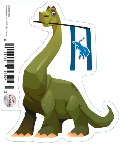 Fan Creations Decal Detroit Lions 3in Decal Brachiosaurus - Green Dinosaur with Flag