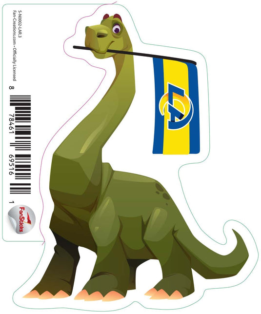 Fan Creations Decal Los Angeles Rams 3in Decal Brachiosaurus - Green Dinosaur with Flag