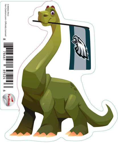 Fan Creations Decal Philadelphia Eagles 3in Decal Brachiosaurus - Green Dinosaur with Flag