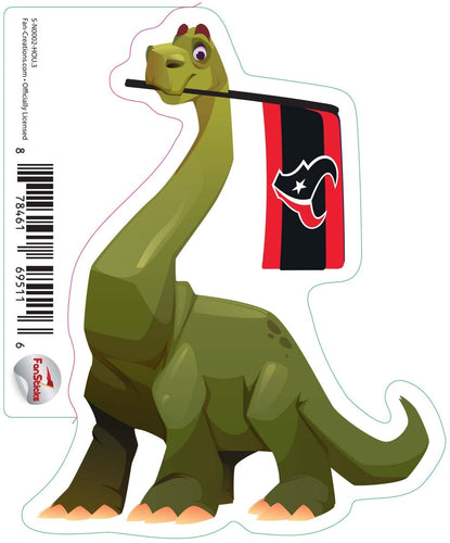 Fan Creations Decal Houston Texans 3in Decal Brachiosaurus - Green Dinosaur with Flag