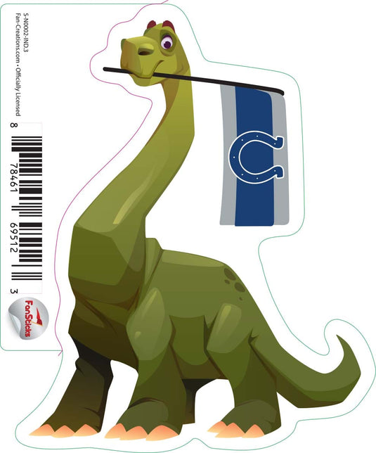 Fan Creations Decal Indianapolis Colts 3in Decal Brachiosaurus - Green Dinosaur with Flag