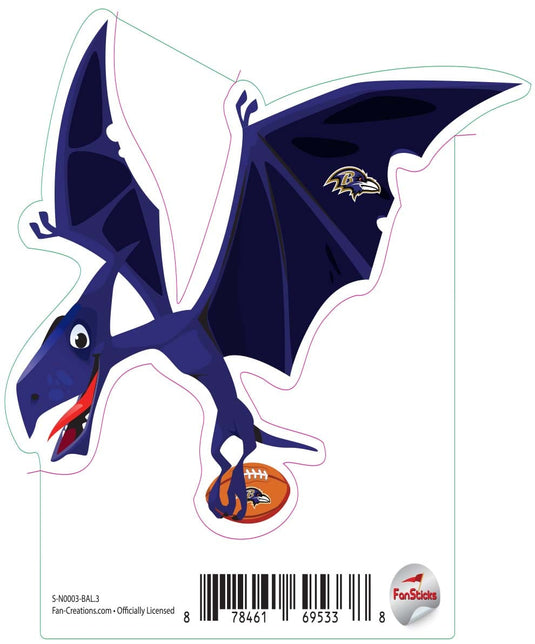 Fan Creations Decal Baltimore Ravens 3in Decal Pterodactyl - Blue Dinosaur with Football