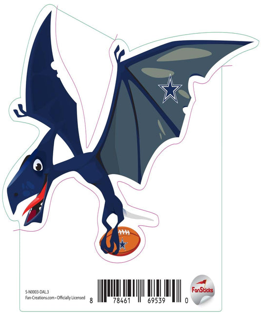 Fan Creations Decal Dallas Cowboys 3in Decal Pterodactyl - Blue Dinosaur with Football