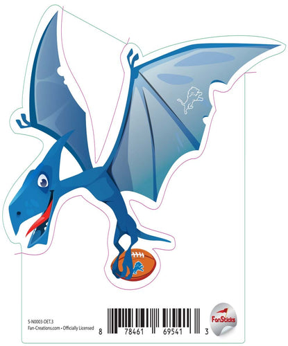 Fan Creations Decal Detroit Lions 3in Decal Pterodactyl - Blue Dinosaur with Football