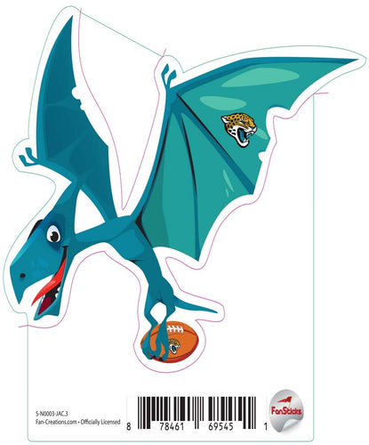 Fan Creations Decal Jacksonville Jaguars 3in Decal Pterodactyl - Blue Dinosaur with Football