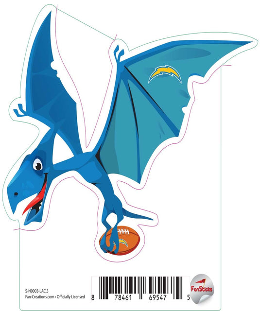 Fan Creations Decal Los Angeles Chargers 3in Decal Pterodactyl - Blue Dinosaur with Football