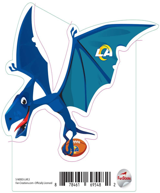 Fan Creations Decal Los Angeles Rams 3in Decal Pterodactyl - Blue Dinosaur with Football