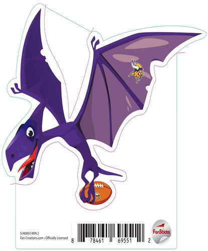 Fan Creations Decal Minnesota Vikings 3in Decal Pterodactyl - Blue Dinosaur with Football