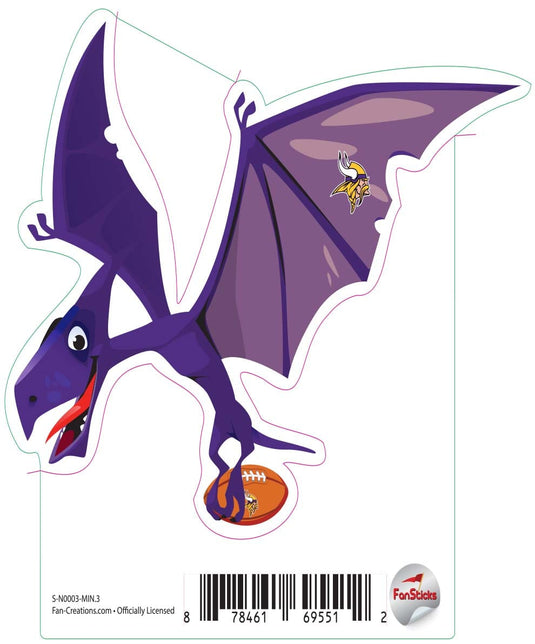 Fan Creations Decal Minnesota Vikings 3in Decal Pterodactyl - Blue Dinosaur with Football