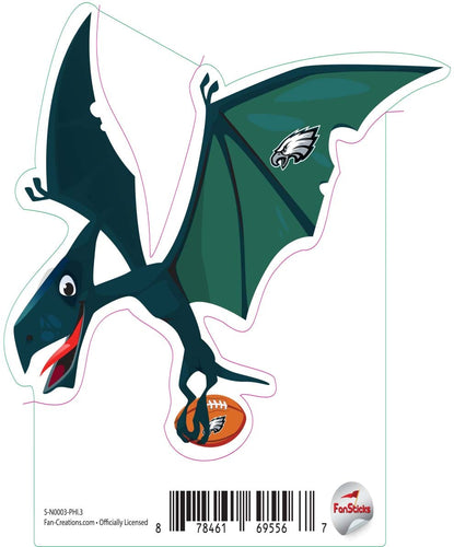 Fan Creations Decal Philadelphia Eagles 3in Decal Pterodactyl - Blue Dinosaur with Football