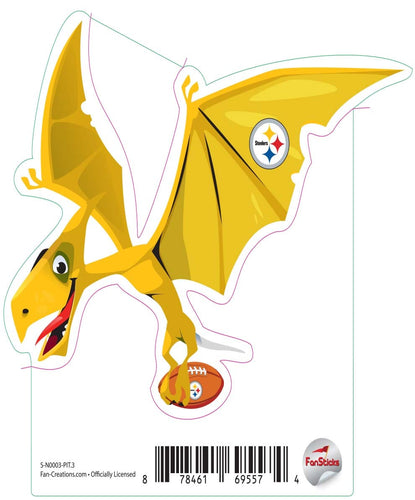 Fan Creations Decal Pittsburgh Steelers 3in Decal  Blue Dinosaur with Football