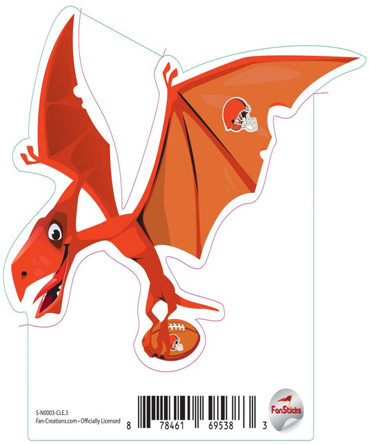 Fan Creations Decal Cleveland Browns 3in Decal Pterodactyl - Blue Dinosaur with Football