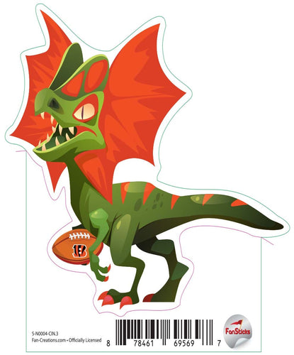 Fan Creations Decal Cincinnati Bengals 3in Decal Xiphosurus - Green Winged Dinosaur with Football